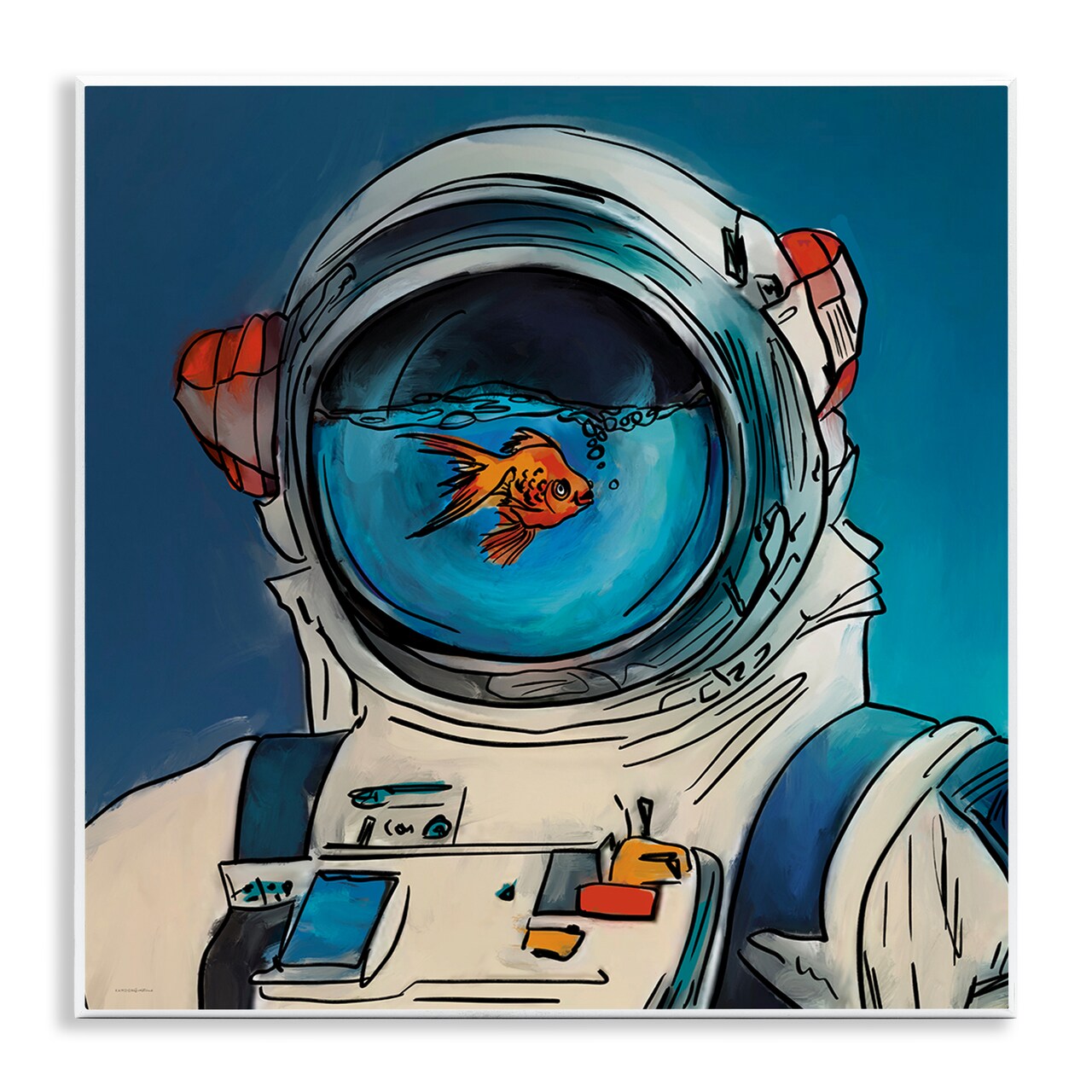 Stupell Industries Goldfish Astronaut Suit Wall Plaque Design by Kamdon Kreations